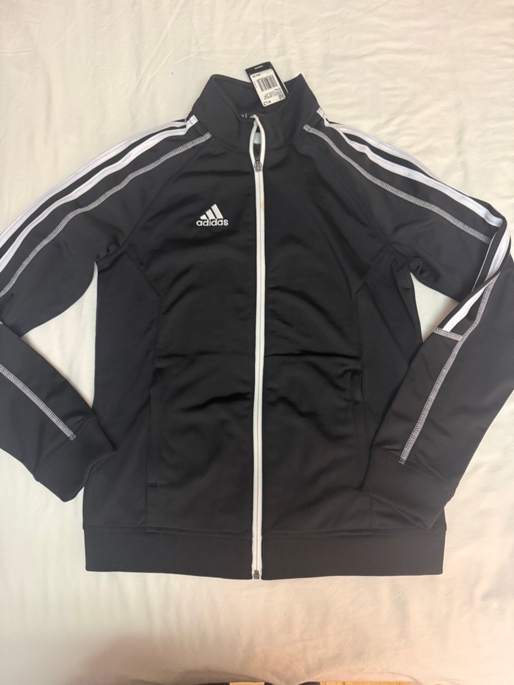 adidas Black and White Full-Zip Track Jacket